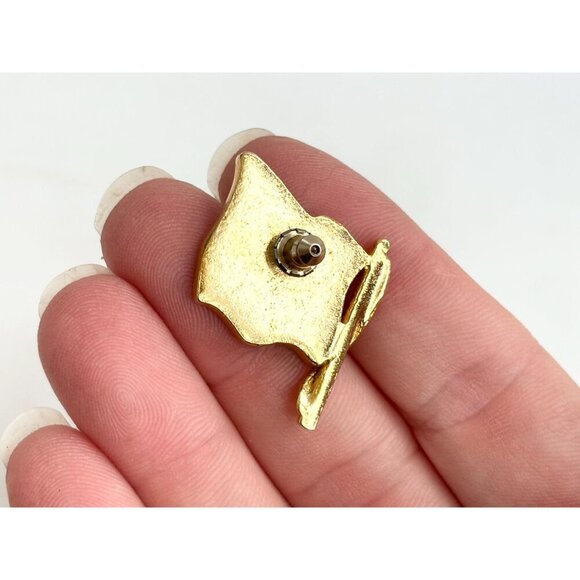Gold Toned American Flag Vintage Silver T 4th of July | American Pride Lapel Pin - Picture 3 of 10